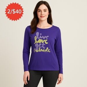 2/40$ MERRELL graphic shirt long sleeves purple soft 100% organic cotton medium